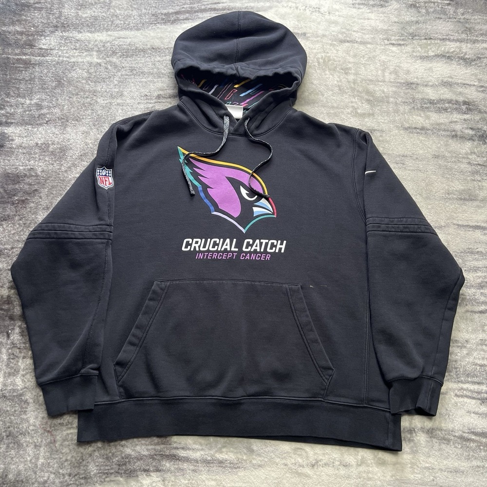 Nike Arizona Cardinals NFL Crucial Catch Pullover Hoodie Cancer Black XL